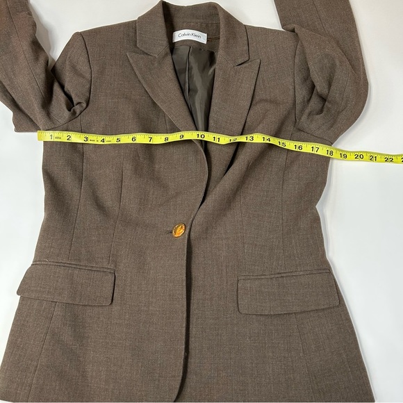 Calvin Klein Womens Casual Business Blazer Size 6 Brown Shoulder Pads #0494 - Picture 5 of 10